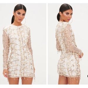 PLT Rose Gold Sequin Long Sleeve Bodycon Dress